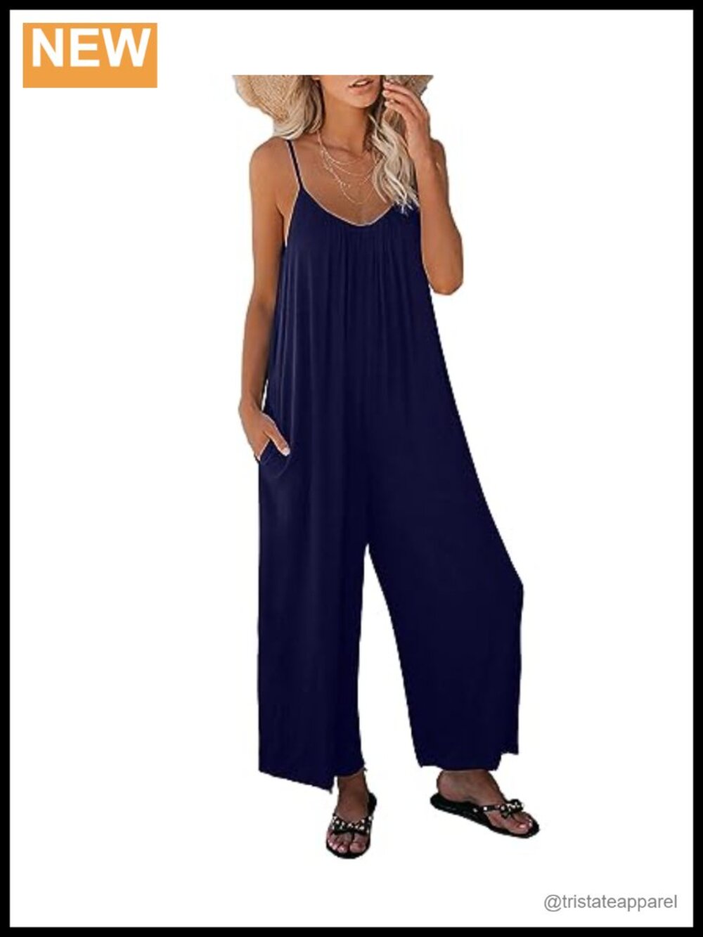 Womens Wide Leg Jumpsuit Sleeveless Adjustable Straps V Neck Pockets Overall